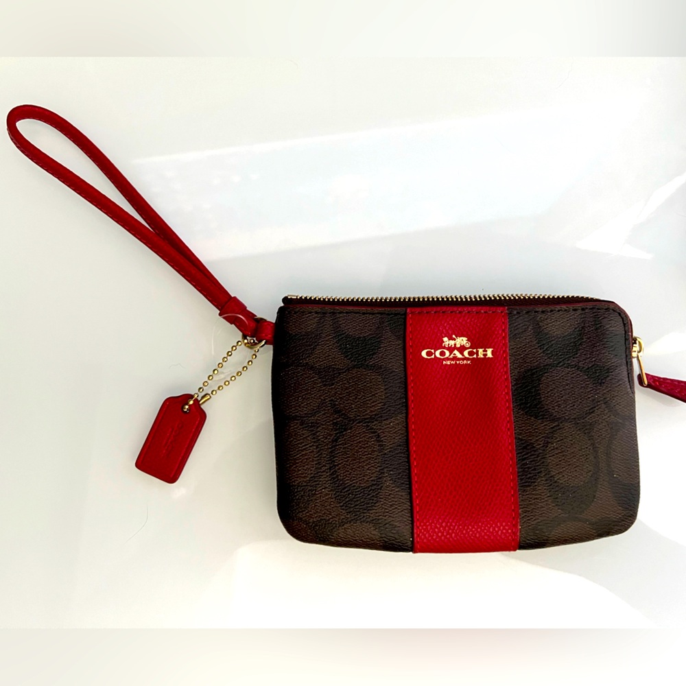 Corner Zip Wristlet In Signature Canvas With Stripe